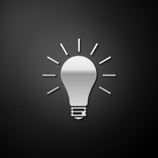 银色灯泡与射线照射图标隔离图片下载