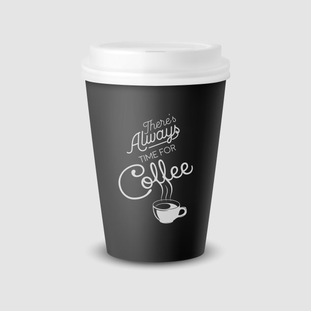 3d现实黑色纸一次性杯子图片下载