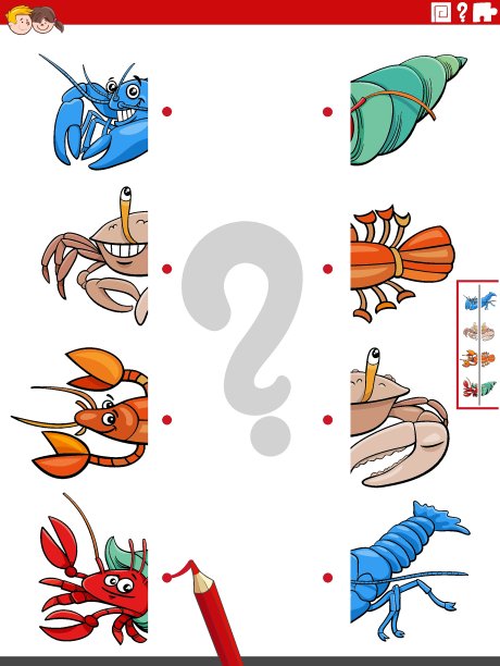 将一半的图片与卡通动物配对图片下载