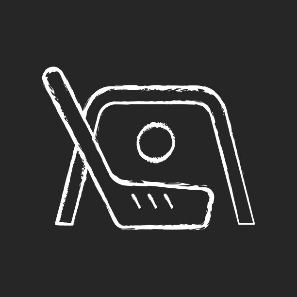 深色背景上的白色地板曲棍球图标图片下载
