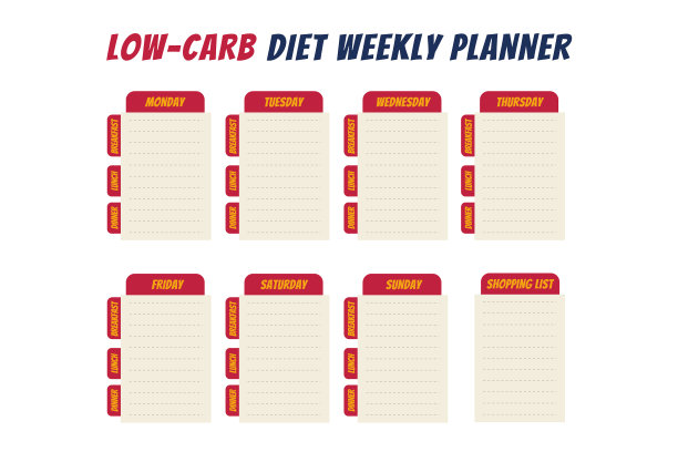 漫画饮食每周计划孤立的食物菜单计划图片下载