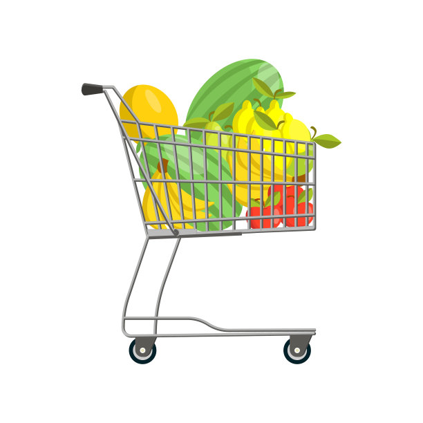 图片上的购物车里有水果和浆果图片下载