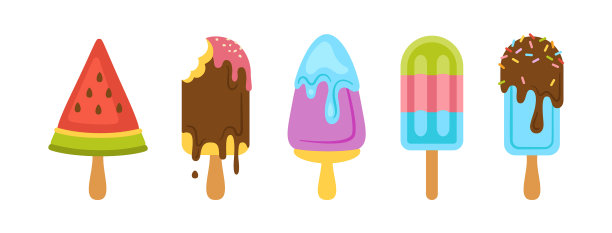 融化的冰淇淋滴在卡通棒上图片下载