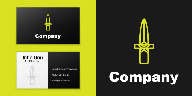 标志类型线匕首图标孤立在黑色背景。刀图标。剑刃锋利。标志设计模板元素。向量图片下载