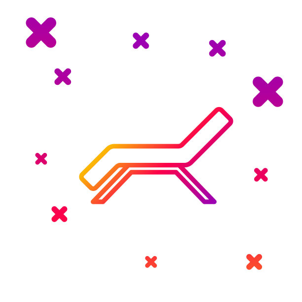 颜色线太阳床图标孤立在白色背景。太阳懒人。梯度随机动态形状。向量图片下载