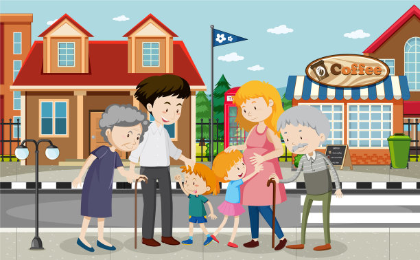 家庭成员户外场景图片下载