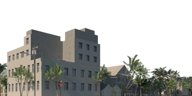 城市景观3d插图孤立在白色背景图片下载