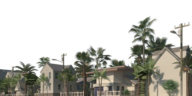 城市景观3d插图孤立在白色背景图片下载