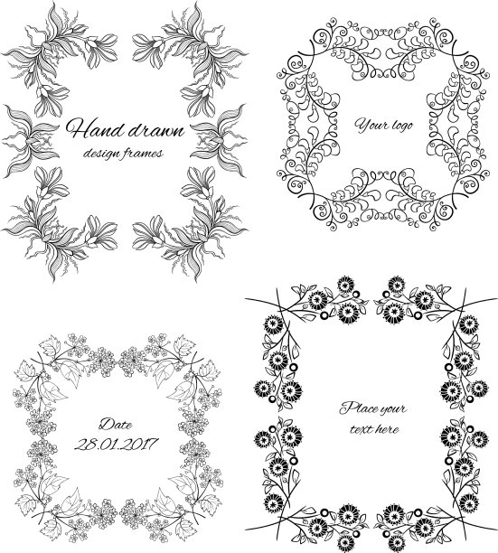 素描观赏花卉设计框架集图片下载