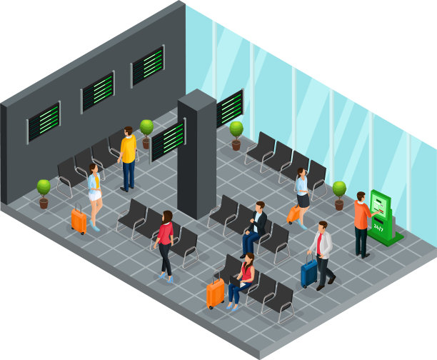 等距机场离境休息室概念图片下载