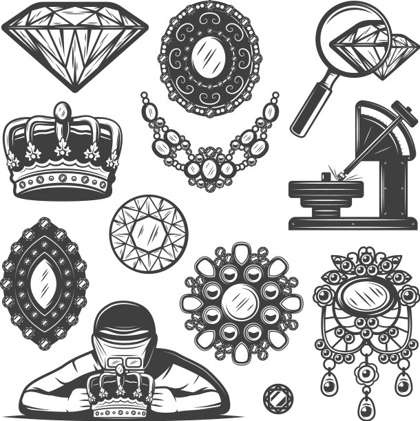 复古珠宝维修服务元素集合图片下载