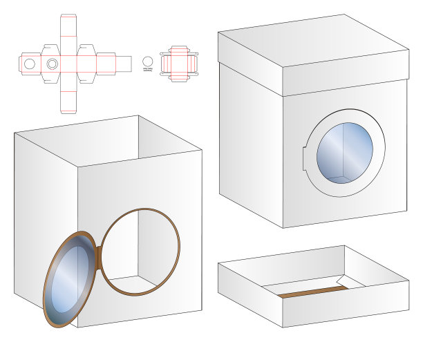 盒包装模切模板设计三维模型图片下载