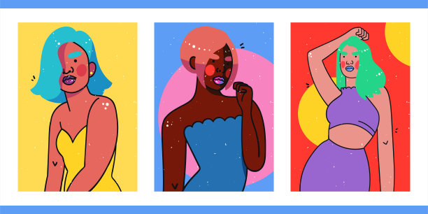 有趣的卡通人物近距离观看。社交网络的插图。图片下载