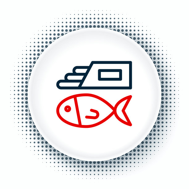 线鱼和薯条图标孤立在白色背景。色彩斑斓的轮廓的概念。向量图片下载