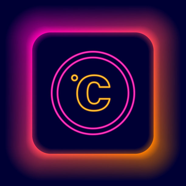 发光的霓虹灯线摄氏图标孤立在黑色背景。色彩斑斓的轮廓的概念。向量图片下载