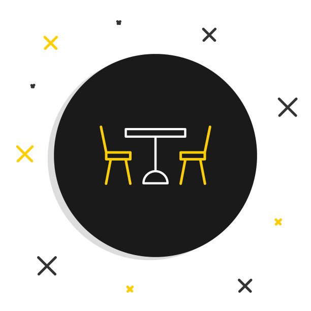 野餐桌子与椅子两边的桌子图标孤立在白色背景上。色彩斑斓的轮廓的概念。向量图片下载