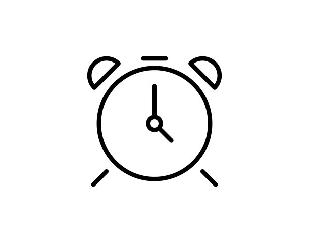 闹钟矢量图标孤立在白色背景上，简洁的线条轮廓风格，闹钟铃声图标现代设计图片下载