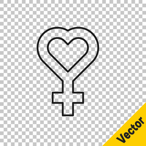 黑线女性性别符号图标孤立在透明的背景上。金星象征。女性象征象征女性有机体或女性的符号向量图片下载