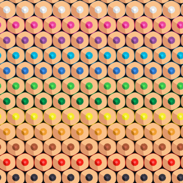 无缝模式与一排排彩色铅笔。向量的背景。图片下载