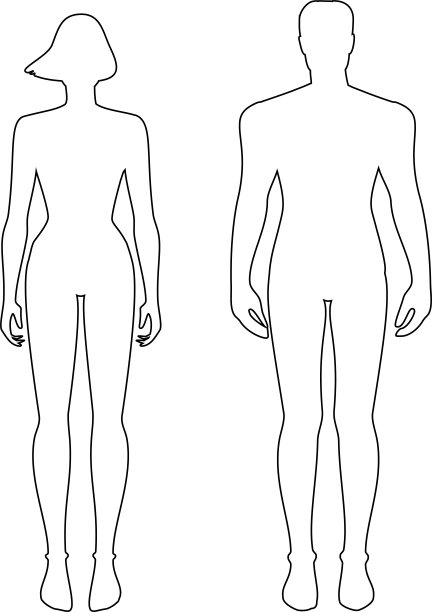 白色背景上一男一女的剪影。它是用一条黑线做的。图片下载
