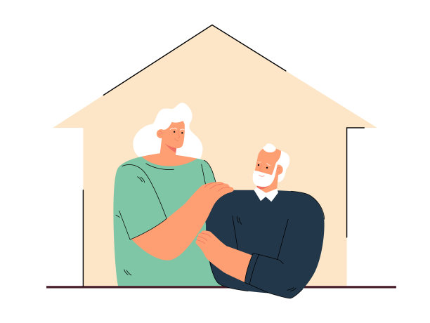 老年夫妇在家矢量插图图片下载