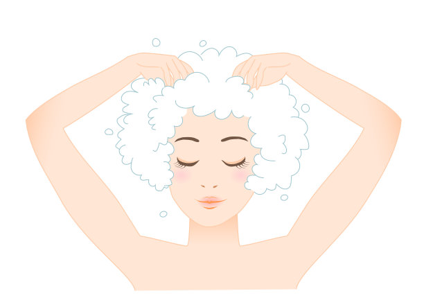 女人洗头发。白色背景。矢量插图。图片下载