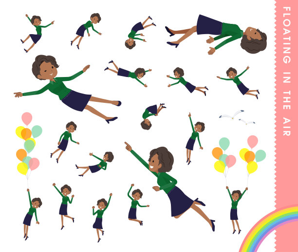 一群黑人女商人漂浮在空中图片下载