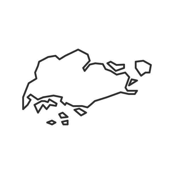 新加坡地图图标孤立在白色的背景。新加坡略图。简单的线条图标。矢量图图片下载