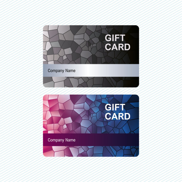礼品卡模板与抽象的几何背景。矢量图图片下载