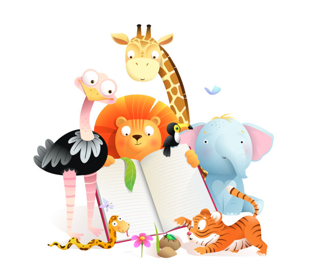 非洲动物为孩子读书学习图片下载