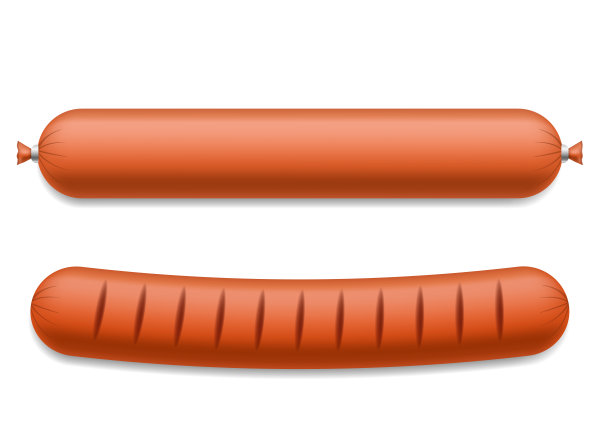 逼真的香肠3d产品的肉牛肉或猪肉。图片下载