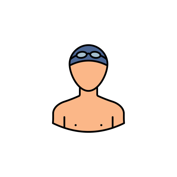 阿凡达游泳轮廓彩色图标。标志和符号可以用于web logo移动应用UI和UX图片下载