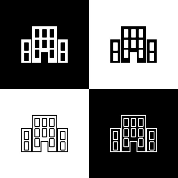 设置房子图标隔离在黑色和白色图片下载