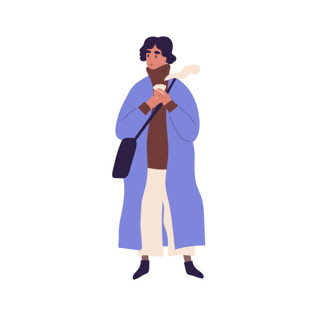 年轻女子站在休闲的温暖的衣服图片下载