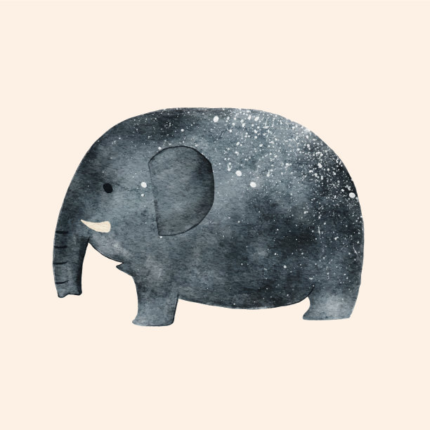 可爱的大象水彩图片下载