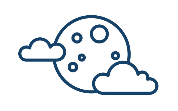 简单的天气图标与满月与云图片下载