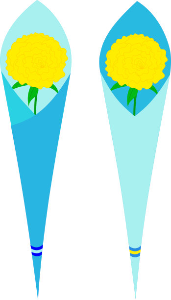 简单的花束黄玫瑰插图图标集图片下载