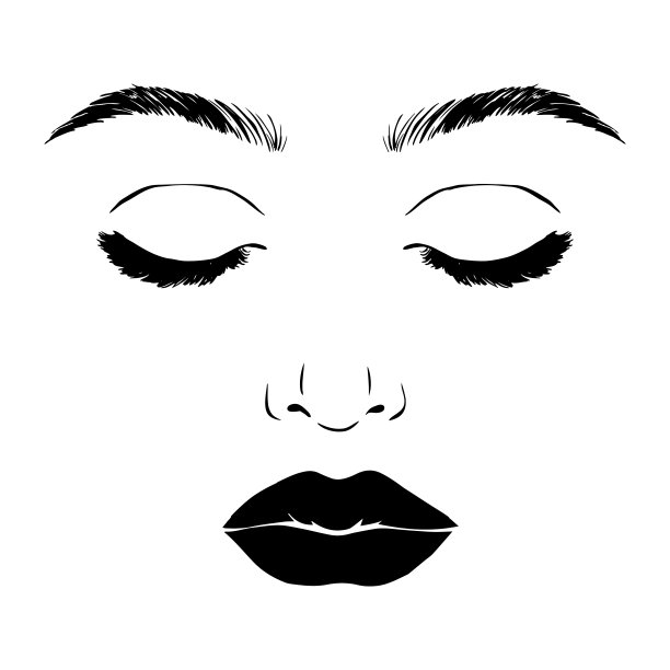 女人的脸。美丽的概念。睫毛,嘴唇。矢量图图片下载