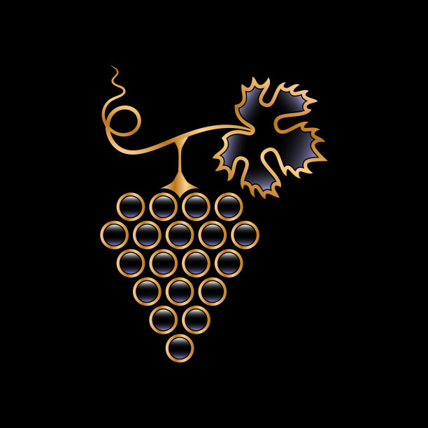 黑色和金色带叶子的葡萄图片下载