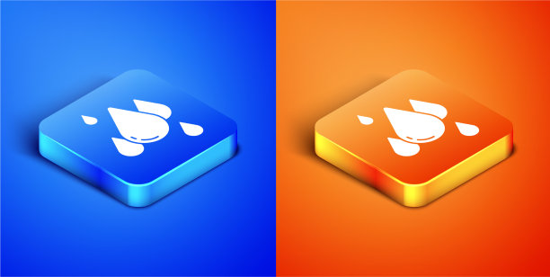 等距水滴图标孤立在蓝色和图片下载