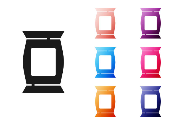 黑色袋子或包薯片图标孤立上图片下载