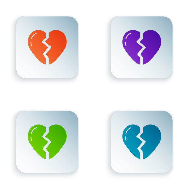 彩色心碎或离婚图标孤立上图片下载
