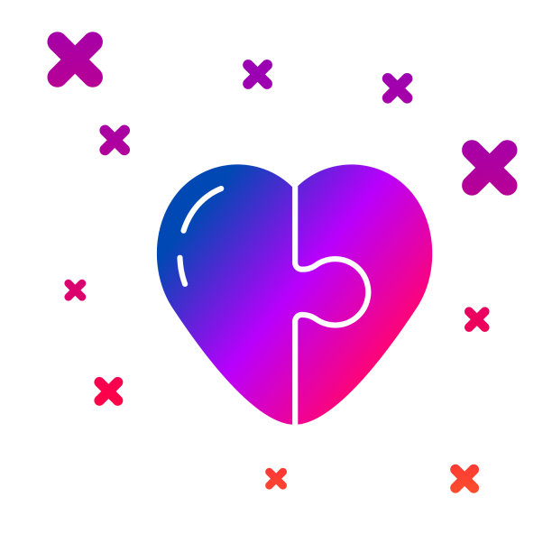 颜色心图标孤立在白色背景图片下载