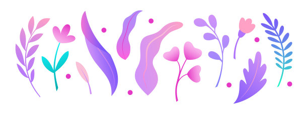 设置抽象多彩的叶子元素图片下载