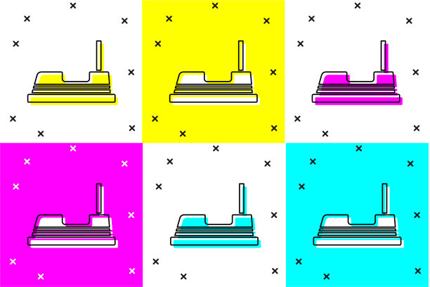 设置碰碰车图标孤立的颜色背景图片下载