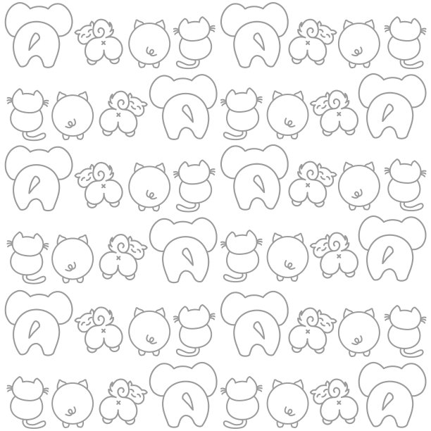 可爱的动物展示他们的尾巴和背部-有趣图片下载