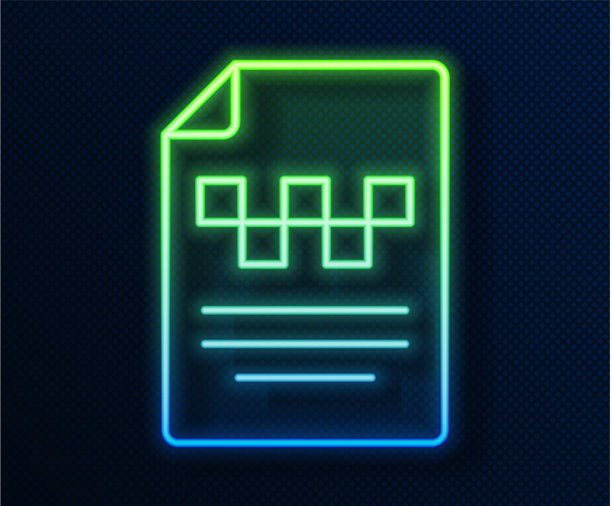 发光的霓虹线出租车驾驶执照图标图片下载