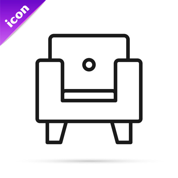 黑色线条扶手椅图标孤立在白色图片下载