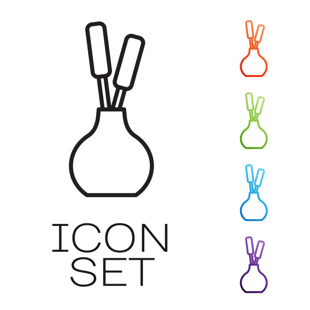 黑色线花瓶图标孤立在白色背景图片下载