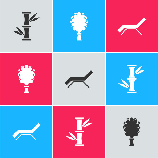 设置竹桑拿扫帚、日光浴床和伞图片下载